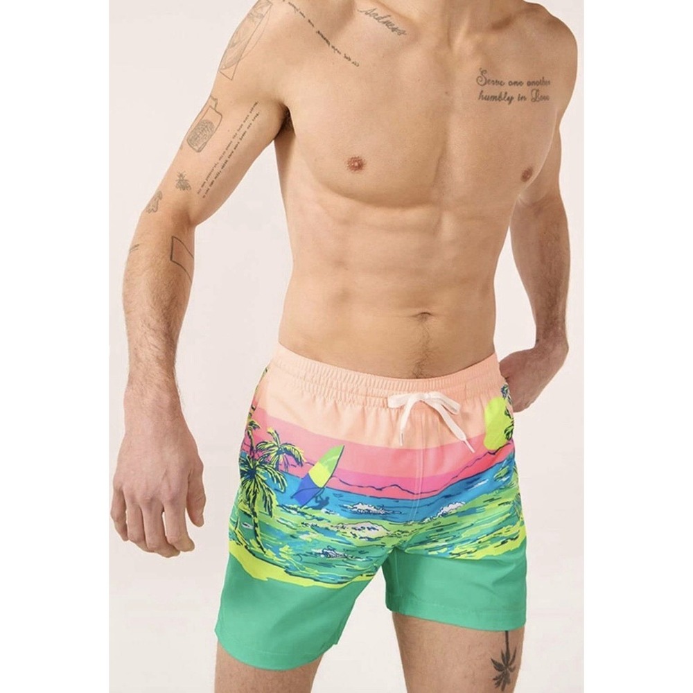 Chubbies Men Size XL The Coastals 5.5" Swim Trunks Mesh Lined Palm Beach Teal